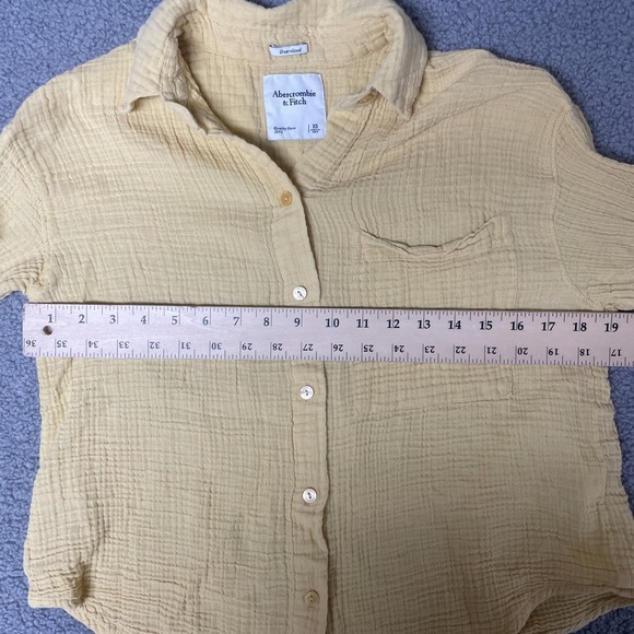 Abercrombie & Fitch Shirt Womens XS Oversized yellow gauze button up shirt - Picture 4 of 7